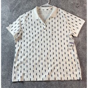NWT Kim Rogers Plus Size 2 XL White With Pineapples Short Sleeve Pull Over Flaw